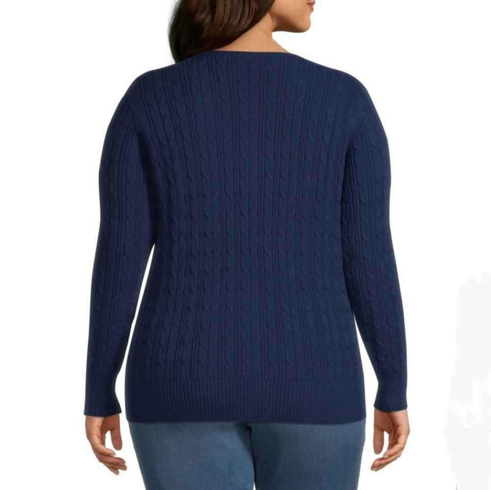 St. John's Bay-Plus Womens V Neck Long Sleeve Pull NWT - Picture 3 of 5